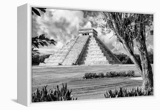 ¡Viva Mexico! B&W Collection - El Castillo Pyramid XIII - Chichen Itza-Philippe Hugonnard-Framed Premier Image Canvas