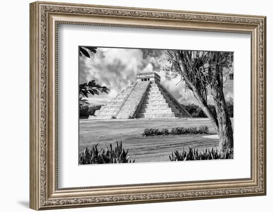 ¡Viva Mexico! B&W Collection - El Castillo Pyramid XIII - Chichen Itza-Philippe Hugonnard-Framed Photographic Print