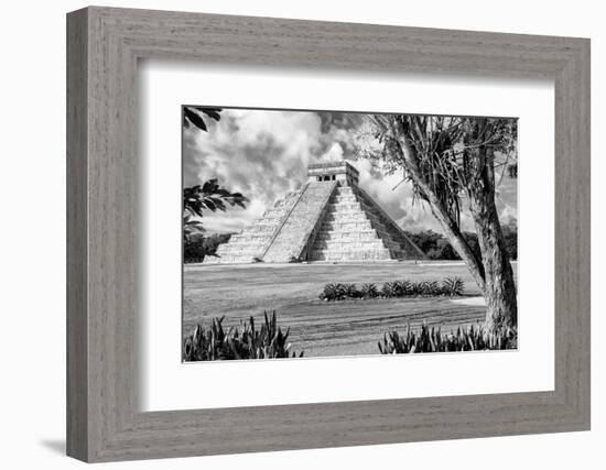 ¡Viva Mexico! B&W Collection - El Castillo Pyramid XIII - Chichen Itza-Philippe Hugonnard-Framed Photographic Print