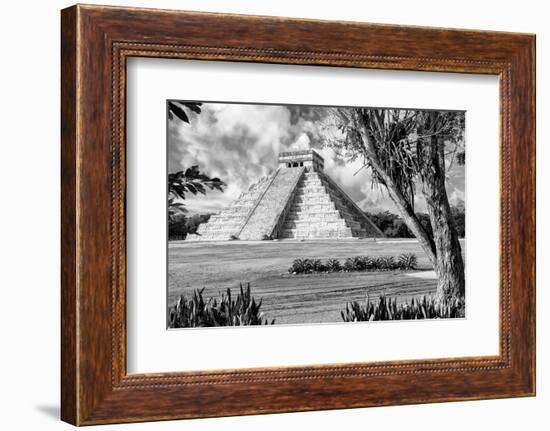 ¡Viva Mexico! B&W Collection - El Castillo Pyramid XIII - Chichen Itza-Philippe Hugonnard-Framed Photographic Print