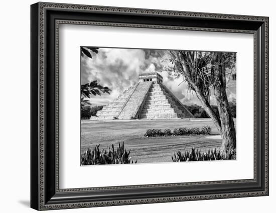 ¡Viva Mexico! B&W Collection - El Castillo Pyramid XIII - Chichen Itza-Philippe Hugonnard-Framed Photographic Print