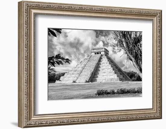 ¡Viva Mexico! B&W Collection - El Castillo Pyramid XV - Chichen Itza-Philippe Hugonnard-Framed Photographic Print