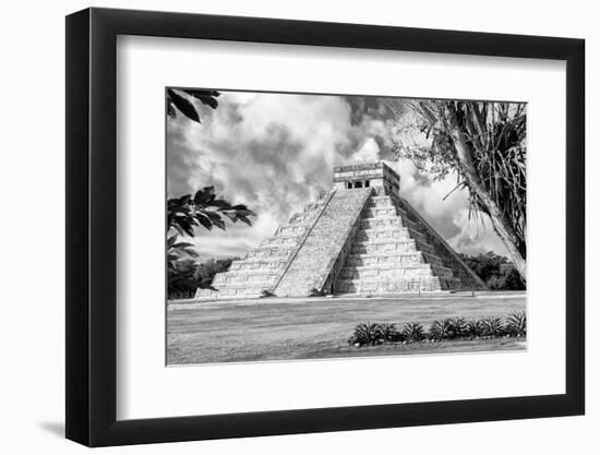 ¡Viva Mexico! B&W Collection - El Castillo Pyramid XV - Chichen Itza-Philippe Hugonnard-Framed Photographic Print