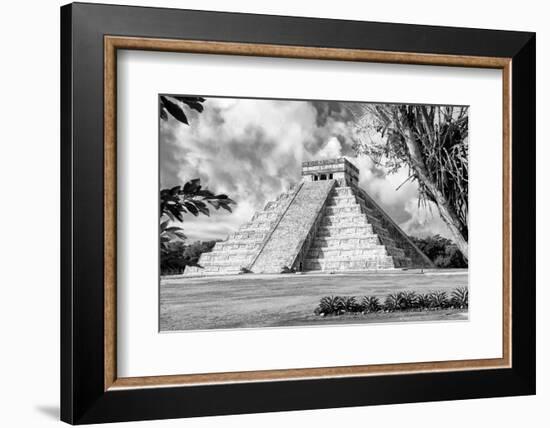 ¡Viva Mexico! B&W Collection - El Castillo Pyramid XV - Chichen Itza-Philippe Hugonnard-Framed Photographic Print