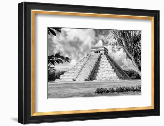 ¡Viva Mexico! B&W Collection - El Castillo Pyramid XV - Chichen Itza-Philippe Hugonnard-Framed Photographic Print