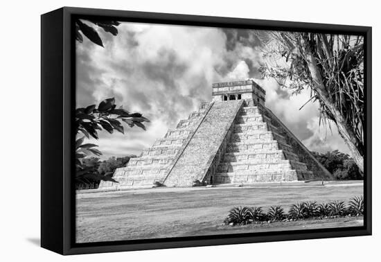 ¡Viva Mexico! B&W Collection - El Castillo Pyramid XV - Chichen Itza-Philippe Hugonnard-Framed Premier Image Canvas