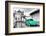 ¡Viva Mexico! B&W Collection - Green VW Beetle Car in San Cristobal de Las Casas-Philippe Hugonnard-Framed Photographic Print