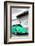 ¡Viva Mexico! B&W Collection - Green VW Beetle in San Cristobal de Las Casas-Philippe Hugonnard-Framed Photographic Print