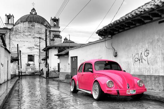 Viva Mexico B W Collection Hot Pink Vw Beetle Car In San B W Collection Hot Pink Vw Beetle Car In San Cristobal De Las Casas Photographic Print By Philippe Hugonnard Art