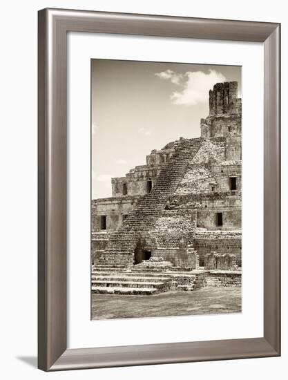 ?Viva Mexico! B&W Collection - Maya Archaeological Site IV - Campeche-Philippe Hugonnard-Framed Photographic Print