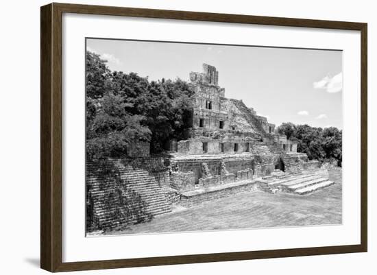 ¡Viva Mexico! B&W Collection - Maya Archaeological Site VII - Campeche-Philippe Hugonnard-Framed Photographic Print