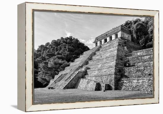 ¡Viva Mexico! B&W Collection - Mayan Temple of Inscriptions I - Palenque-Philippe Hugonnard-Framed Premier Image Canvas