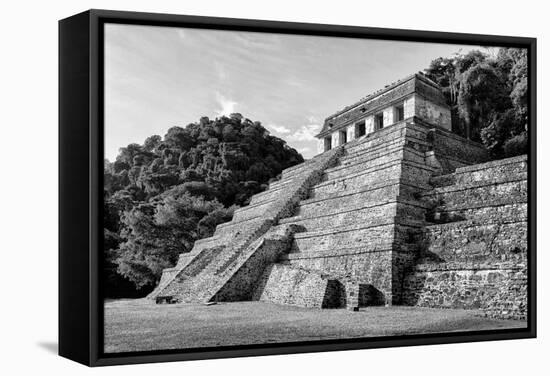 ¡Viva Mexico! B&W Collection - Mayan Temple of Inscriptions I - Palenque-Philippe Hugonnard-Framed Premier Image Canvas