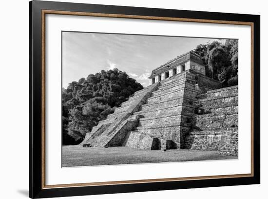 ¡Viva Mexico! B&W Collection - Mayan Temple of Inscriptions I - Palenque-Philippe Hugonnard-Framed Photographic Print