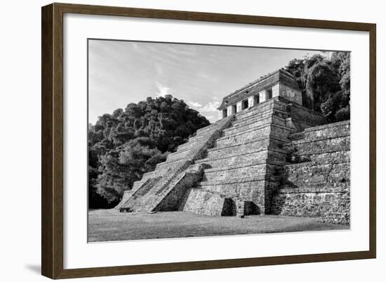 ¡Viva Mexico! B&W Collection - Mayan Temple of Inscriptions I - Palenque-Philippe Hugonnard-Framed Photographic Print