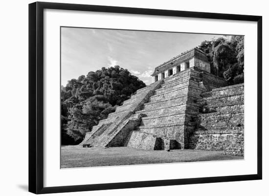 ¡Viva Mexico! B&W Collection - Mayan Temple of Inscriptions I - Palenque-Philippe Hugonnard-Framed Photographic Print