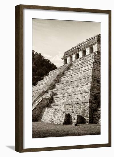 ¡Viva Mexico! B&W Collection - Mayan Temple of Inscriptions II - Palenque-Philippe Hugonnard-Framed Photographic Print