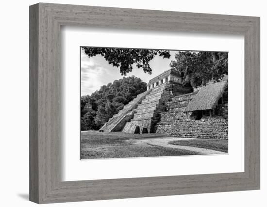 ¡Viva Mexico! B&W Collection - Mayan Temple of Inscriptions in Palenque III-Philippe Hugonnard-Framed Photographic Print