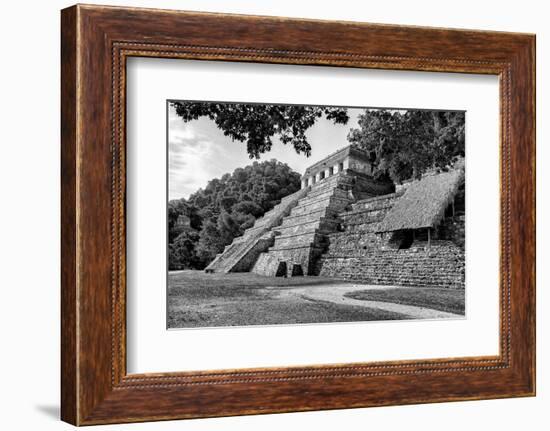 ¡Viva Mexico! B&W Collection - Mayan Temple of Inscriptions in Palenque III-Philippe Hugonnard-Framed Photographic Print