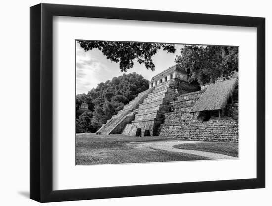 ¡Viva Mexico! B&W Collection - Mayan Temple of Inscriptions in Palenque III-Philippe Hugonnard-Framed Photographic Print