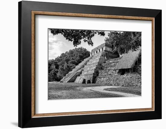 ¡Viva Mexico! B&W Collection - Mayan Temple of Inscriptions in Palenque III-Philippe Hugonnard-Framed Photographic Print