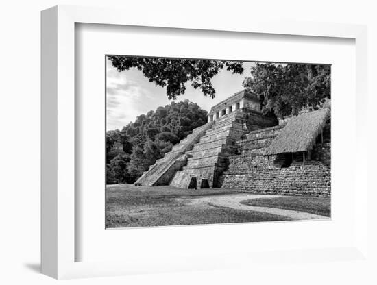 ¡Viva Mexico! B&W Collection - Mayan Temple of Inscriptions in Palenque III-Philippe Hugonnard-Framed Photographic Print