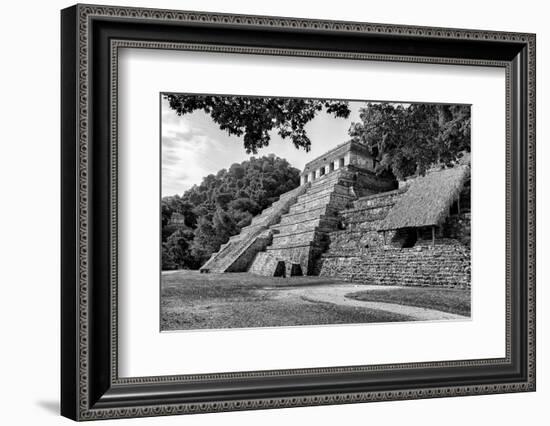 ¡Viva Mexico! B&W Collection - Mayan Temple of Inscriptions in Palenque III-Philippe Hugonnard-Framed Photographic Print