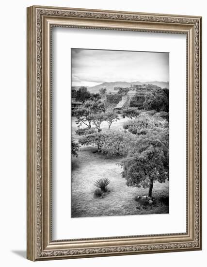 ¡Viva Mexico! B&W Collection - Monte Alban Pyramids VI-Philippe Hugonnard-Framed Photographic Print