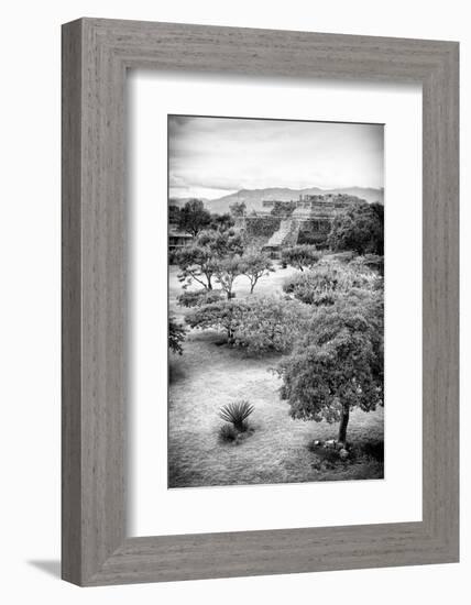 ¡Viva Mexico! B&W Collection - Monte Alban Pyramids VI-Philippe Hugonnard-Framed Photographic Print