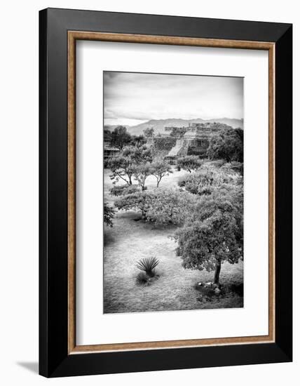 ¡Viva Mexico! B&W Collection - Monte Alban Pyramids VI-Philippe Hugonnard-Framed Photographic Print