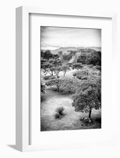 ¡Viva Mexico! B&W Collection - Monte Alban Pyramids VI-Philippe Hugonnard-Framed Photographic Print