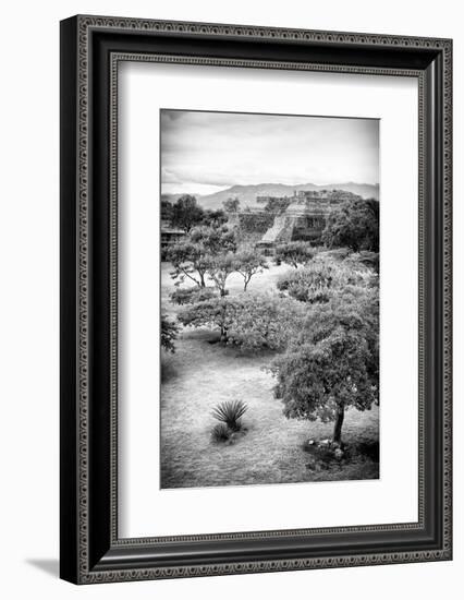 ¡Viva Mexico! B&W Collection - Monte Alban Pyramids VI-Philippe Hugonnard-Framed Photographic Print