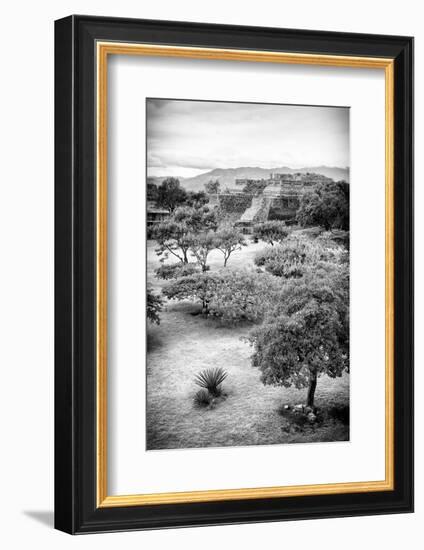 ¡Viva Mexico! B&W Collection - Monte Alban Pyramids VI-Philippe Hugonnard-Framed Photographic Print