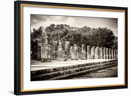 ¡Viva Mexico! B&W Collection - One Thousand Mayan Columns - Chichen Itza-Philippe Hugonnard-Framed Photographic Print