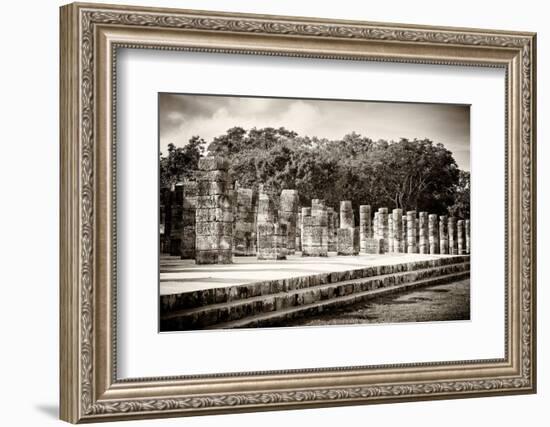 ¡Viva Mexico! B&W Collection - One Thousand Mayan Columns - Chichen Itza-Philippe Hugonnard-Framed Photographic Print