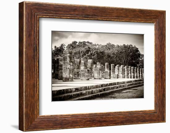 ¡Viva Mexico! B&W Collection - One Thousand Mayan Columns - Chichen Itza-Philippe Hugonnard-Framed Photographic Print
