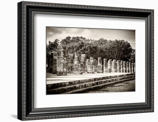 ¡Viva Mexico! B&W Collection - One Thousand Mayan Columns - Chichen Itza-Philippe Hugonnard-Framed Photographic Print