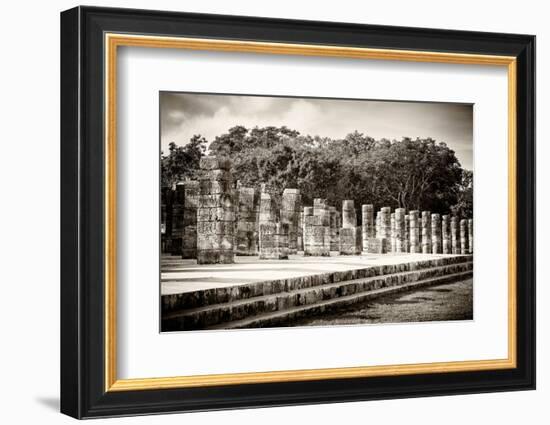 ¡Viva Mexico! B&W Collection - One Thousand Mayan Columns - Chichen Itza-Philippe Hugonnard-Framed Photographic Print