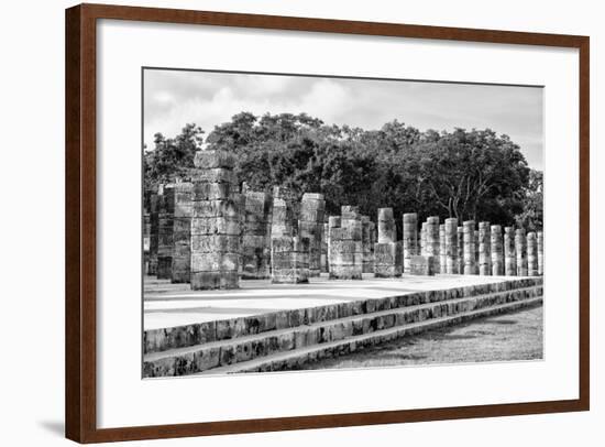 ¡Viva Mexico! B&W Collection - One Thousand Mayan Columns II - Chichen Itza-Philippe Hugonnard-Framed Photographic Print