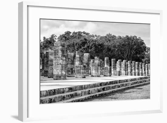 ¡Viva Mexico! B&W Collection - One Thousand Mayan Columns II - Chichen Itza-Philippe Hugonnard-Framed Photographic Print