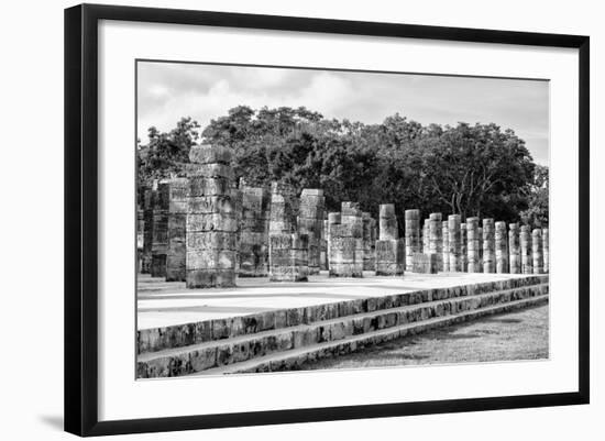 ¡Viva Mexico! B&W Collection - One Thousand Mayan Columns II - Chichen Itza-Philippe Hugonnard-Framed Photographic Print