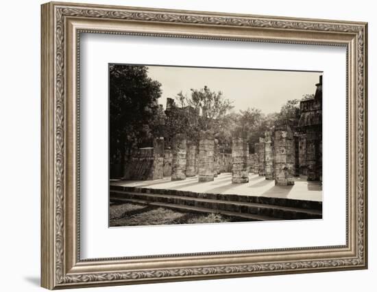 ¡Viva Mexico! B&W Collection - One Thousand Mayan Columns IV - Chichen Itza-Philippe Hugonnard-Framed Photographic Print