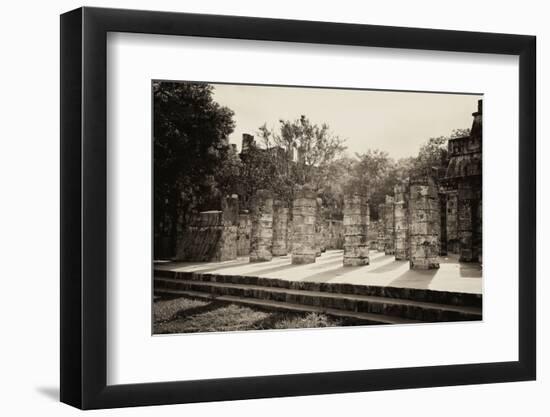 ¡Viva Mexico! B&W Collection - One Thousand Mayan Columns IV - Chichen Itza-Philippe Hugonnard-Framed Photographic Print