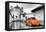 ¡Viva Mexico! B&W Collection - Orange VW Beetle Car in San Cristobal de Las Casas-Philippe Hugonnard-Framed Premier Image Canvas