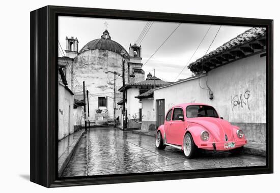 ?Viva Mexico! B&W Collection - Pink VW Beetle Car in San Cristobal de Las Casas-Philippe Hugonnard-Framed Premier Image Canvas