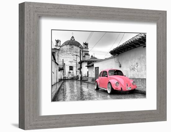 ?Viva Mexico! B&W Collection - Pink VW Beetle Car in San Cristobal de Las Casas-Philippe Hugonnard-Framed Photographic Print