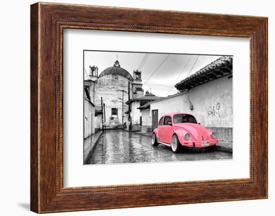 ?Viva Mexico! B&W Collection - Pink VW Beetle Car in San Cristobal de Las Casas-Philippe Hugonnard-Framed Photographic Print