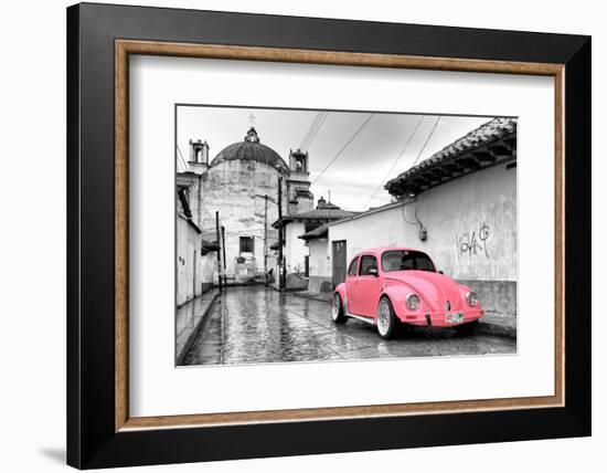 ?Viva Mexico! B&W Collection - Pink VW Beetle Car in San Cristobal de Las Casas-Philippe Hugonnard-Framed Photographic Print