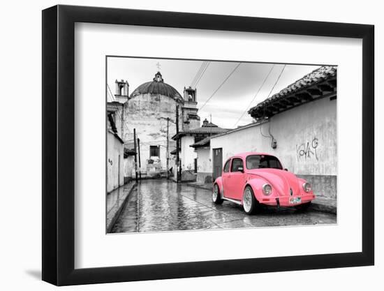 ?Viva Mexico! B&W Collection - Pink VW Beetle Car in San Cristobal de Las Casas-Philippe Hugonnard-Framed Photographic Print