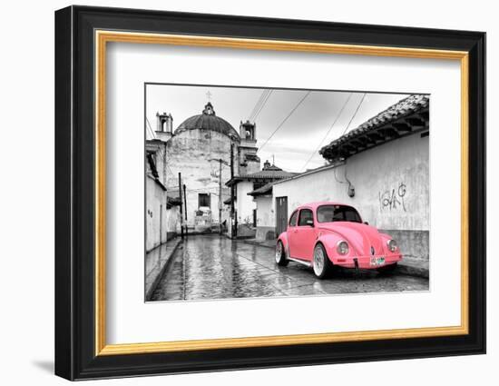 ?Viva Mexico! B&W Collection - Pink VW Beetle Car in San Cristobal de Las Casas-Philippe Hugonnard-Framed Photographic Print